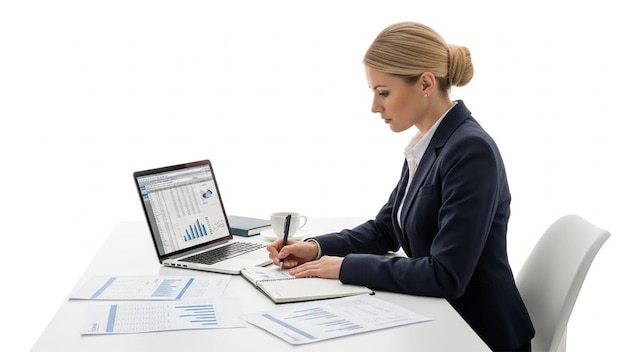 Деловая женщина анализирует графики